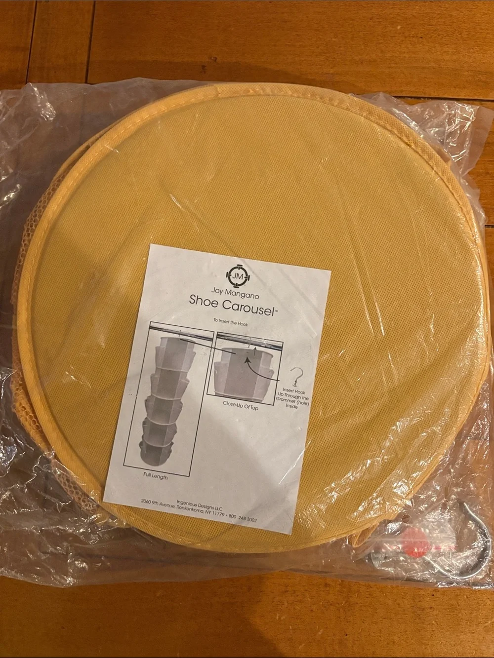NEW: Joy Mangano Yellow Hanging Shoe Carousel Organizer